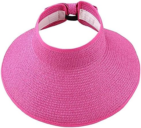 Hats of USA Visor Roll Up Visor Straw Summer Hat Sun Hat Women Fashion Headwear (Pink)