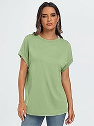AUTOMET Womens Summer Tops Oversized Short Sleeve
