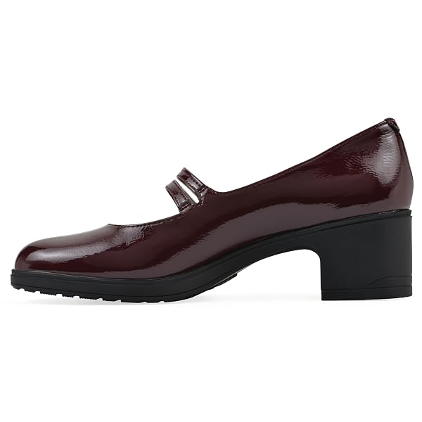 CLIFFS BY WHITE MOUNTAIN WOMEN’S HUNTA CUSHIONED DOUBLE-STRAP MARY JANE PUMP, BURGUNDY/PATENT, 8.5 M