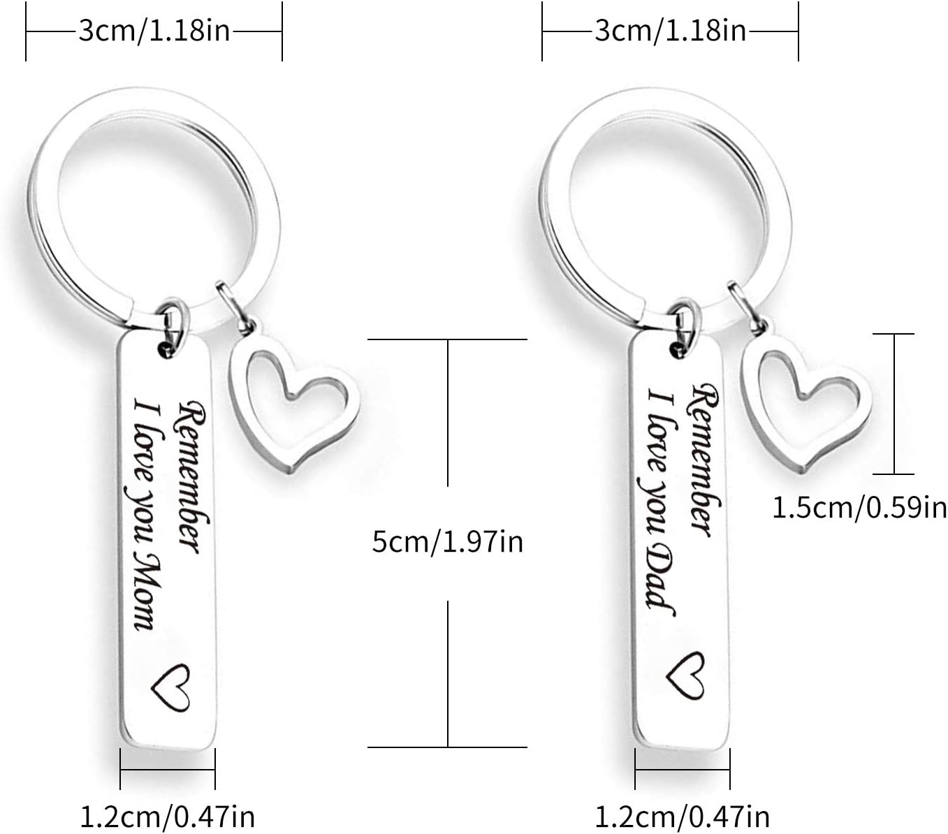 SEDEX Key Rings Tag Engraved I Love You Mothers Father Day Gifts from Daughter and Son Key Chains for Women Best Dad Mum Personalised Keychain with Dog Tag (Rember I Love You Dad) - Image 3