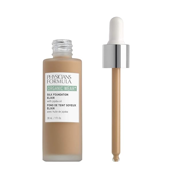 PHYSICIANS FORMULA ORGANIC WEAR ALL NATURAL LIQUID FOUNDATION ELIXIR MEDIUM, FULL COVERAGE | DERMATOLOGIST TESTED, CLINICIALLY TESTED
