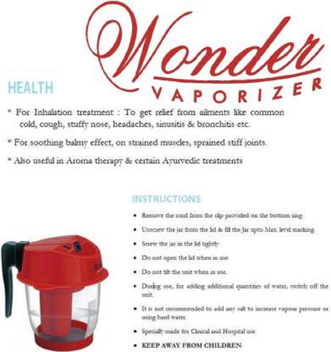 WONDER Steam Inhaler Professional Plastic Vaporizer, Red Buy Online