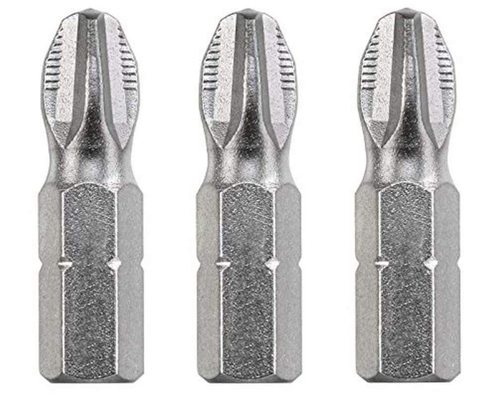 kwb 3 x 25mm PH3 Industrial Steel Bits with Mega Grip Ribs for Standard Screws