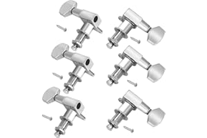 LOTMUSIC Guitar Tuning Pegs, Tuners Machine, 18:1 3L3R, Tuner Keys Heads, Closed Chrome for Acoustic Electric Guitars Luthier DIY Repair (Square)