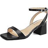 TEAIEUI Women's Heeled Sandals Strappy Low Block Heels Chunky for Women Comfortable Ankle Strap Open Toe Party Wedding Dress Shoes for Women Dressy