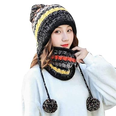 Winter Women Hat Bib Set Adults Outdoors Cycling Running