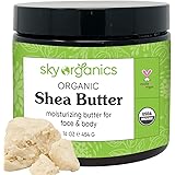 USDA Organic Shea Butter by Sky Organics (16 oz) 100% Pure Unrefined Raw African Shea Butter for Face and Body Moisturizing N