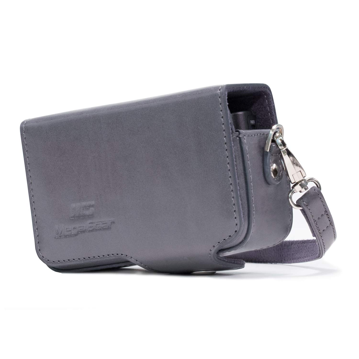 MegaGear MG1209 Sony Cyber-shot DSC-HX99, DSC-HX95, DSC-HX80, DSC-HX90V, DSC-WX500 Leather Camera Case with Strap - Gray โ image 1