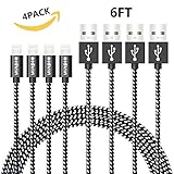 Vinpie iPhone Cable, 4 Pack 6FT Lightning to USB Cable Nylon Braided Sync and Charging Apple Lightning Cable for iPhone 7 6 6S SE 5S 5S 5C 5, iPad Air, iPad Mini 2 3 4