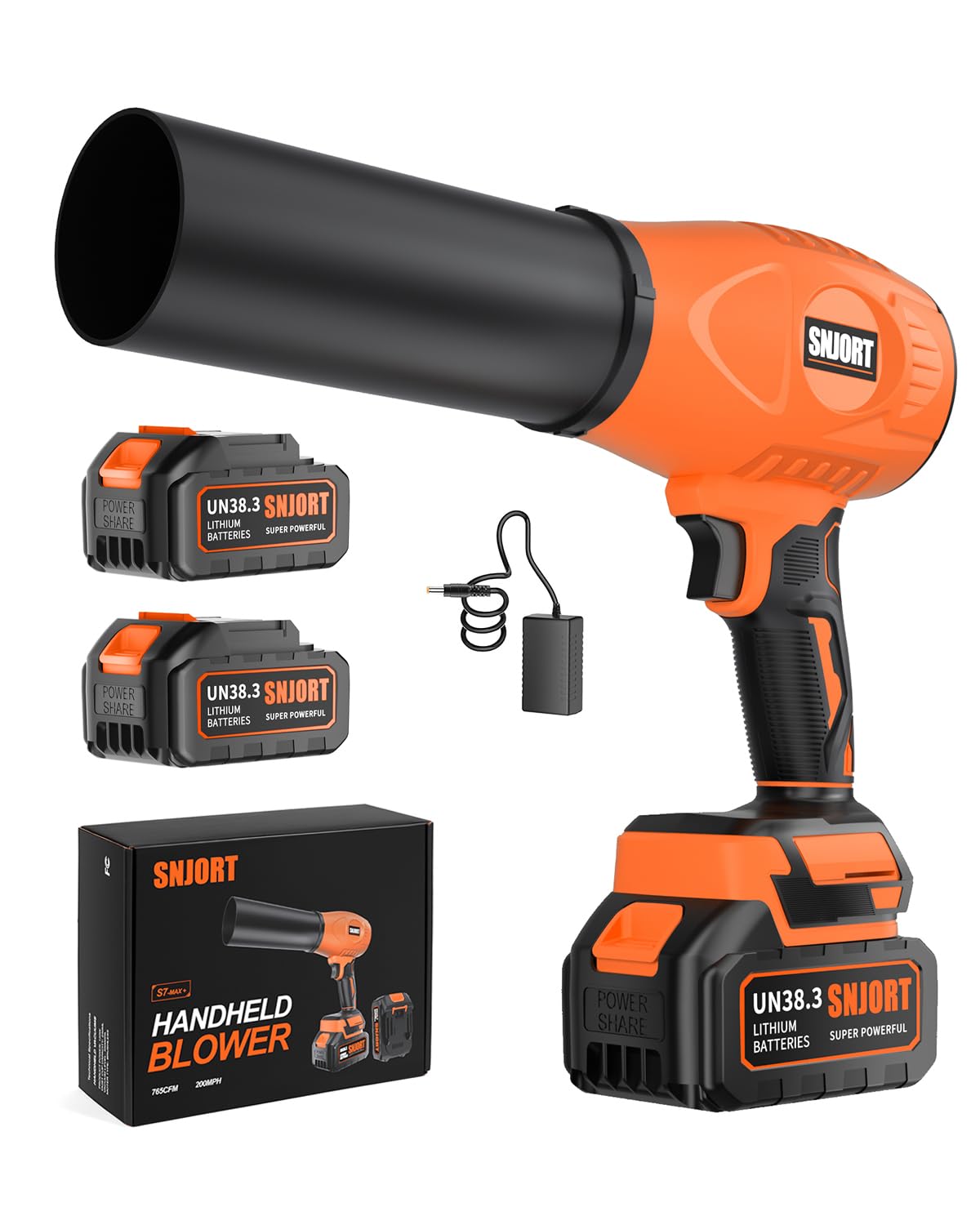 Photo 1 of *SEELING FOR PARTS ONLY* SNJORT Leaf Blower Cordless with Battery and Charger, 980,000 RPM, Extended Nozzle, Blower for Patio Cleaning,Blowing Leaves and Dust?Birthday Gifts for Men Dad Husband (Persian Orange)