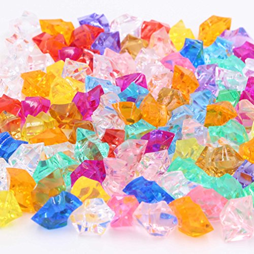 LeBeila Acrylic Gems Stones Colorful Ice Rocks Jewels Faux Decorative Crystal Gemstones for Vase Filler, Wedding Decoration, Party Event, Table Scatter, Aquarium Decor (100pcs, Multi-Color)