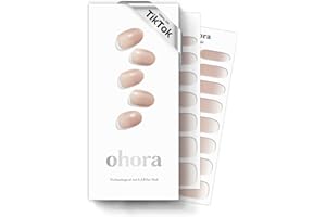 ohora Semi Cured Gel Nail Strips (N Mild Latte) - Nude, Ombre, Works with Any UV/LED Lamps, Salon-Quality, Long Lasting, Easy to Apply & Remove - Includes 2 Prep Pads, Nail File & Wooden Stick