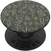 Butterfly Meadow Botanical Wildflower Pattern (Olive Green) PopSockets Adhesive PopGrip