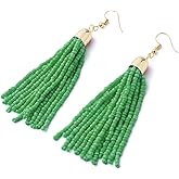 Handmade Beaded Tassel Earrings - Boho Drop Fringe Earrings for Women, Native American Indian Earrings