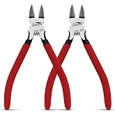 HOUSERAN Wire Cutters 2 PACK, 6 inch, Side Cutters, Flush Cut Pliers | Spring Loaded Cutting Pliers with Non-slip Red Handle, Wire Cutters Heavy Duty for Jewelry Making, Crafts, Zip Tie