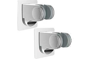 Hibbent 2 Pack Shower Head Holder - Strong Adhesive, Waterproof, Height Adjustable, Wall Mount, No Drilling, Chrome Finish