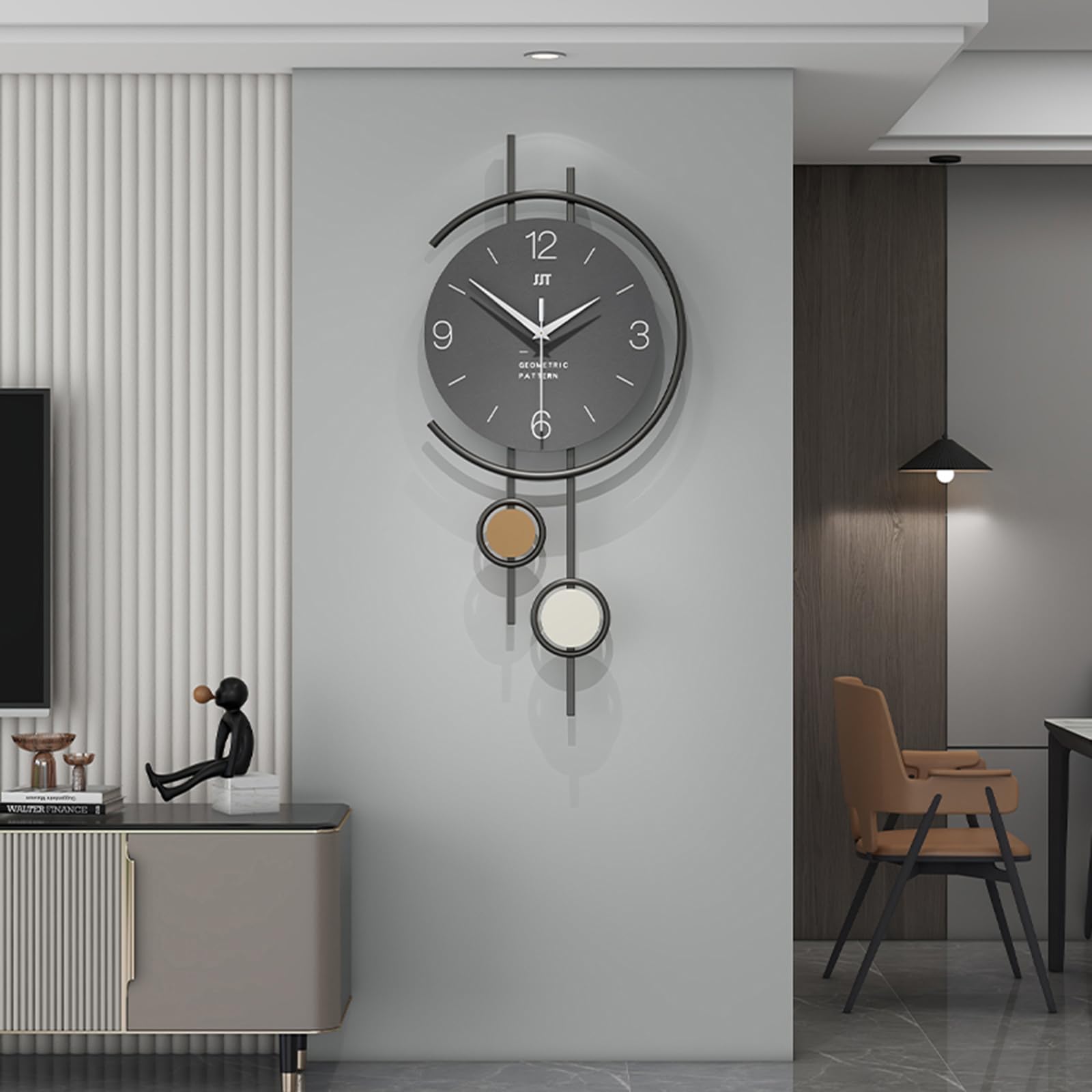 Hoernflk Wall Clocks for Living Room Decor, Modern Wall Clocks Round Metal Large Wall Clock Silent N