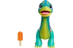 furReal Snackin’ Sam the Bronto Interactive Toy 11-inch Plush with Motions and Sounds, Kids Toys for Ages 4 Up by Just Play
