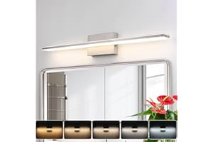 BRIVOLART LED Brushed Nickel Vanity Light for Bathroom Lighting Fixtures Over Mirror Modern Bath Vanity Lights Bar 24W 5CCT Diammable Bathroom Lights 31.5 inch