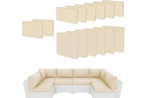 PROHIKER Patio Cushion Cover Replacement 14 Pack Outdoor Sofa Cushion and Pillow Covers Only with Zipper for 7-Piece Outdoor Patio Furniture Conversation Set (Beige)