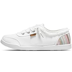 STQ White Slip On Sneakers for Women Low Top