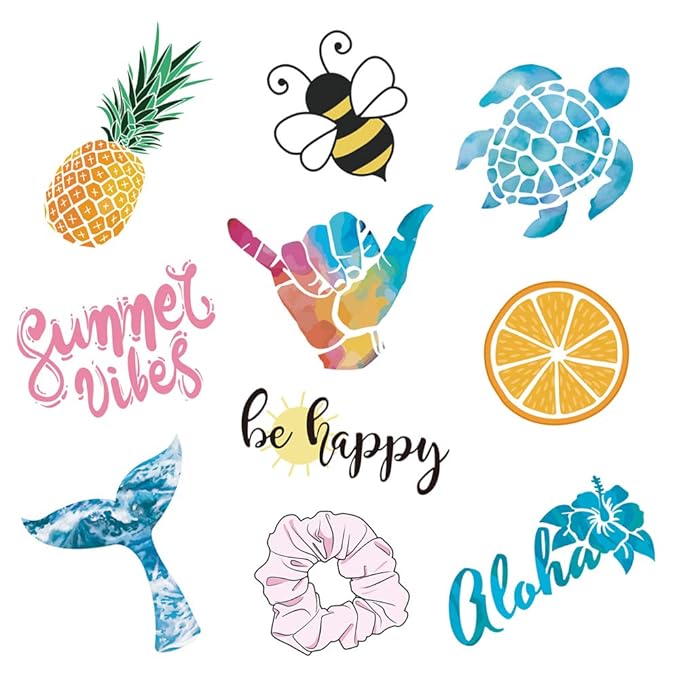 Vsco Girls Stickers for Water Bottles Big 10-Pack Waterproof Cute Aesthetic Trendy Stickers for Teens Kids Girls and Boys, Perfect for Laptop Notebook Tablet Phone Car Travel Extra Durable 100% Vinyl