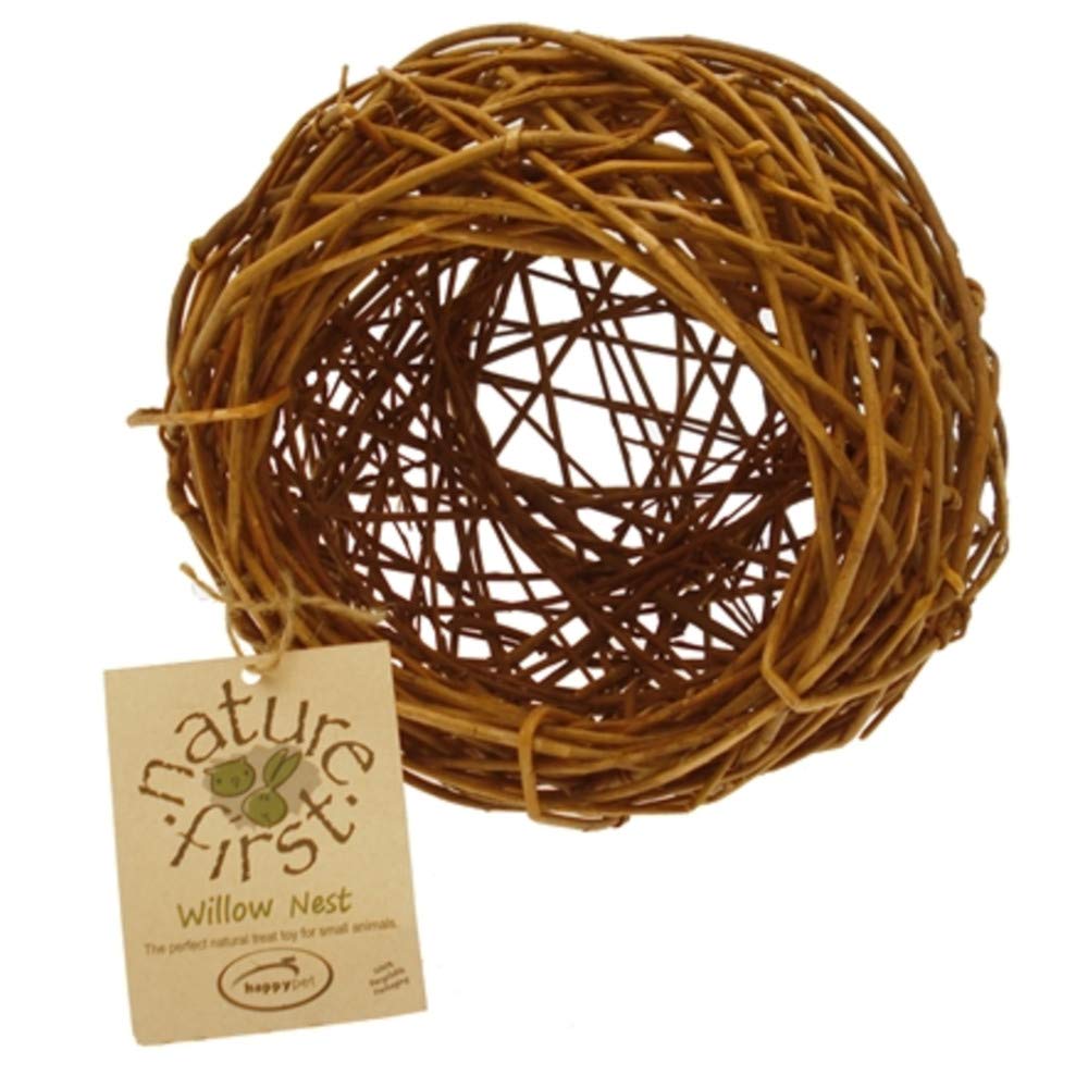 HAPPYPET Nature First Willow Nest for Small Animals Durable Playing Nibbling Natural Hideout Safe Comfortable Shelter for Rabbits Guinea Pigs Hamsters