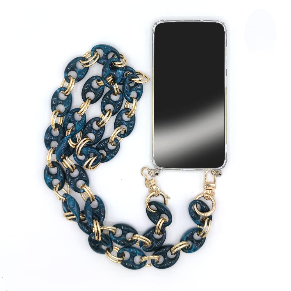 Cokitec Transparent Case for Xiaomi 11T / 11T Pro with Strap/Strap Phone Rings Blue and Gold