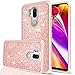 LeYi LG G7 ThinQ Case, LG G7 Glitter Case with Tempered Glass Screen Protector [2 Pack] for Girls Women, Sparkly Bling Dual Layer Hybrid Shockproof Protective Phone Case for LG G7 ThinQ TP Rose Gold