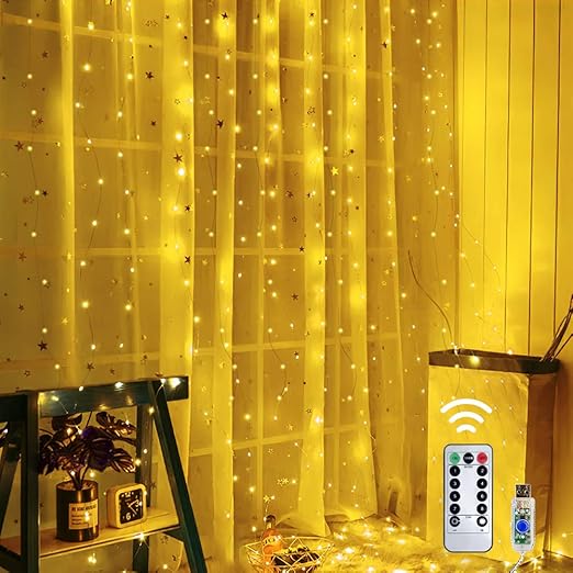 Shine4fun 300 Led Window Curtain Lights For Bedroom Warm White