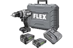 FLEX 24V Brushless Cordless 1/2-Inch 1,400 In-Lbs Torque 2-Speed Hammer Drill Turbo Mode Kit with 2.5Ah, 5.0Ah Lithium Batteries and 160W Fast Charger - FX1271T-2B