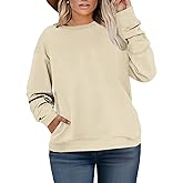 VISLILY Womens Plus Size Sweatshirts Cute Tops Dressy Long Sleeve Oversized Tees Going Out Crew Neck Pullover 4Xl Apricot