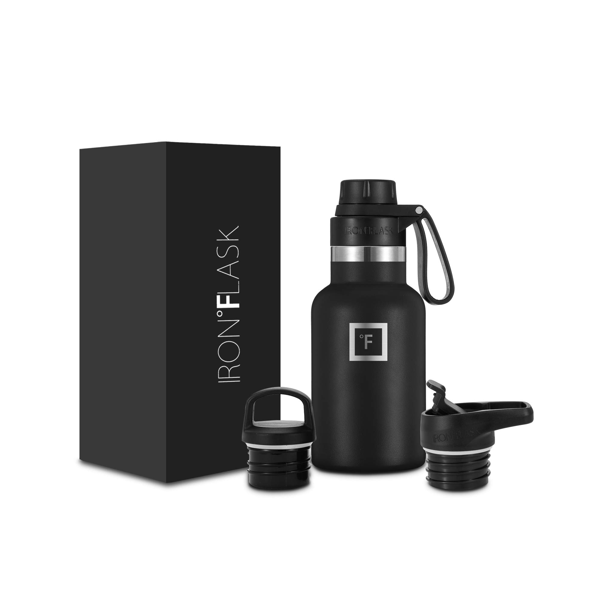 IRON °FLASK Sports Water Bottle - 12 Oz, 3 Lids (Spout Lid), Vacuum Insulated Stainless Steel, Hot Cold, Modern Double Walled, Simple Thermo Mug, Standard Hydro Metal Canteen