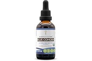Secrets of the Tribe Blue Cohosh USDA Organic Alcohol-Free Tincture (Glycerite) Responsibly farmed Blue Cohosh (Caulophyllum Thalictroides) Dried Root (2 Fl Oz) Women's Health Supplement