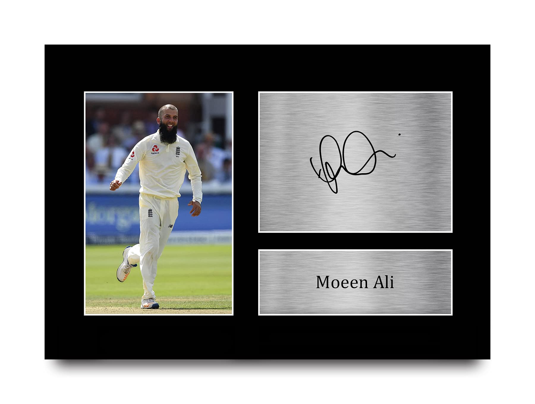 HWC Trading A4 Moeen Ali England Cricket Team Gifts Printed Signed Autograph Picture for Cricketer Memorabilia Fans
