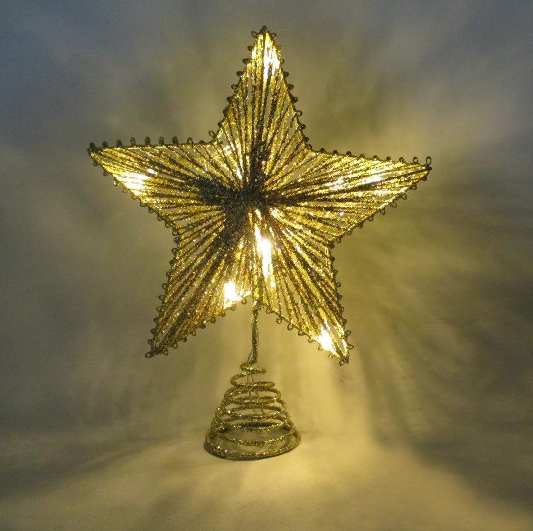 Christmas Concepts® 250mm (10") Gold Springy Star With Warm White Led Lights - Christmas Tree Top Star/Christmas Decoration