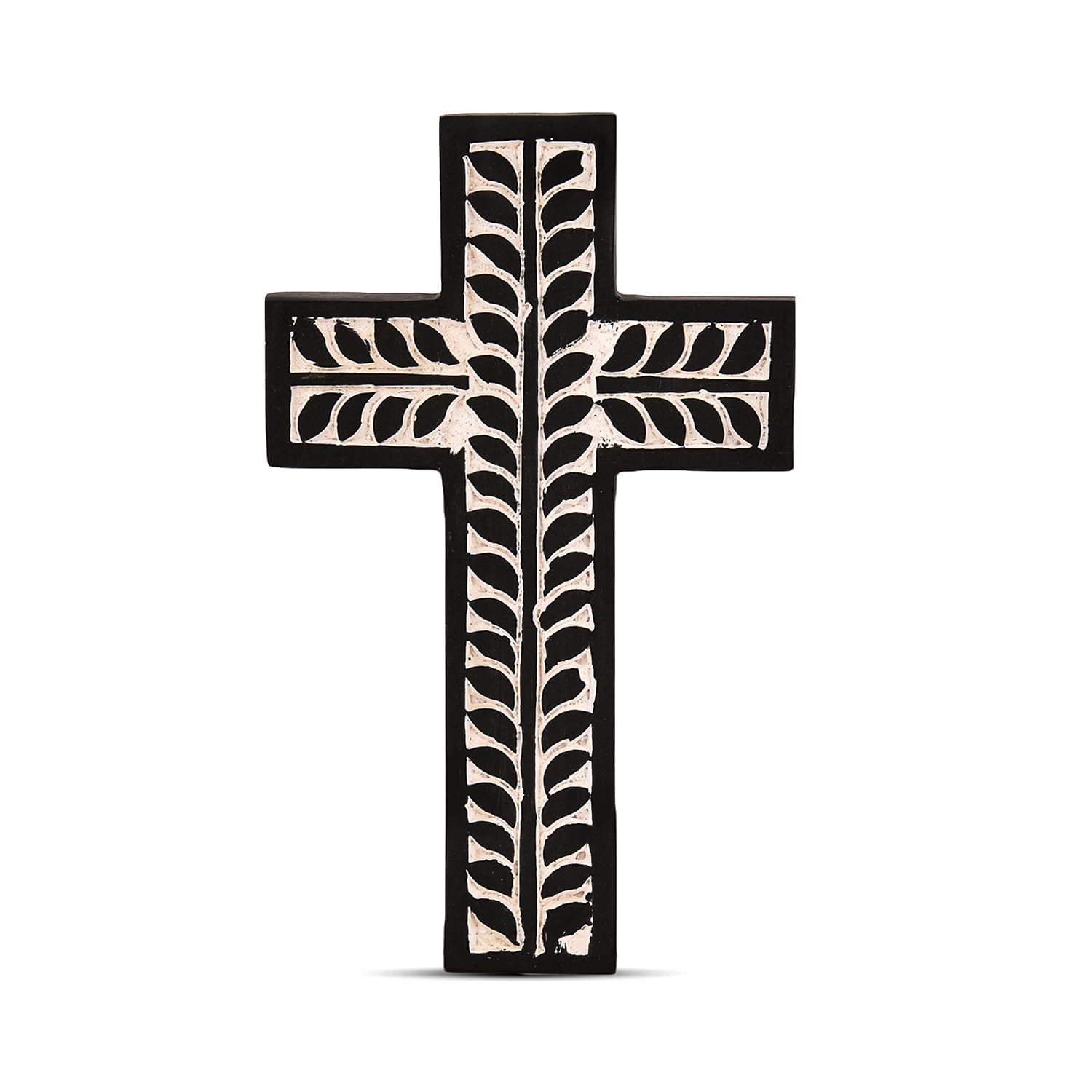 EDHAS Cross Mango Wood Handmade Wooden Cross Wall Decor for Home Room Church Christmas Gifts Home Room Decor Christmas Cross (10" X 6" X 0.75")