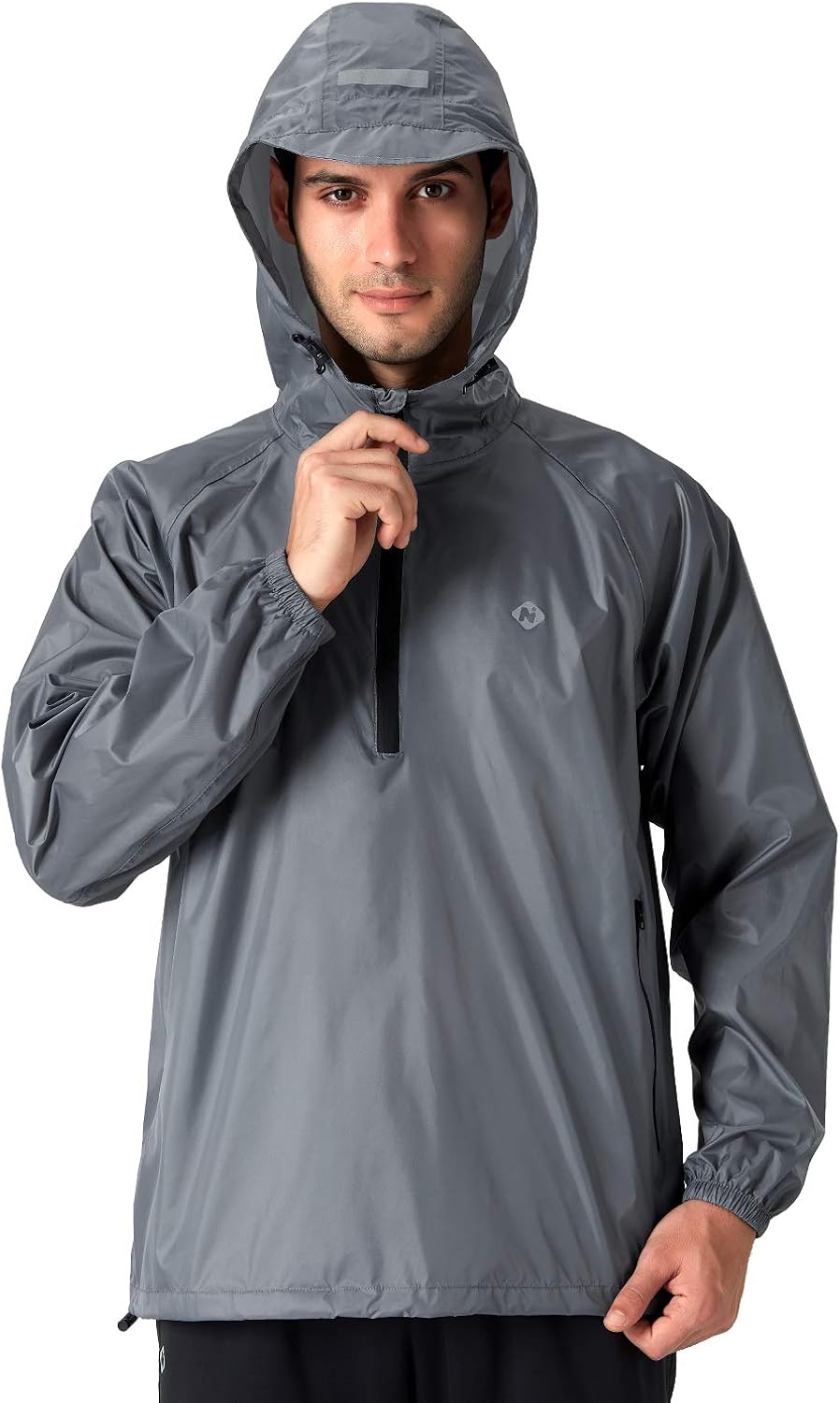Naviskin Men's Waterproof Rain Jacket Packable Outdoor Hooded Raincoat Poncho: Clothing