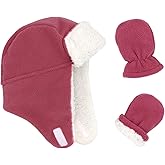 Baby Winter Hat Mittens Toddler Hats for Boys Girls Sherpa Lined Toddler Gloves Infant Baby Hat and Mitten Set