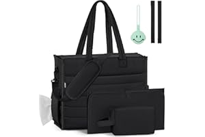 IBFUN Diaper Bag Tote for Baby - Large Baby Bag 4Pcs with Waterproof Changing Pad Pacifier Case, Travel Hospital Mommy Bag