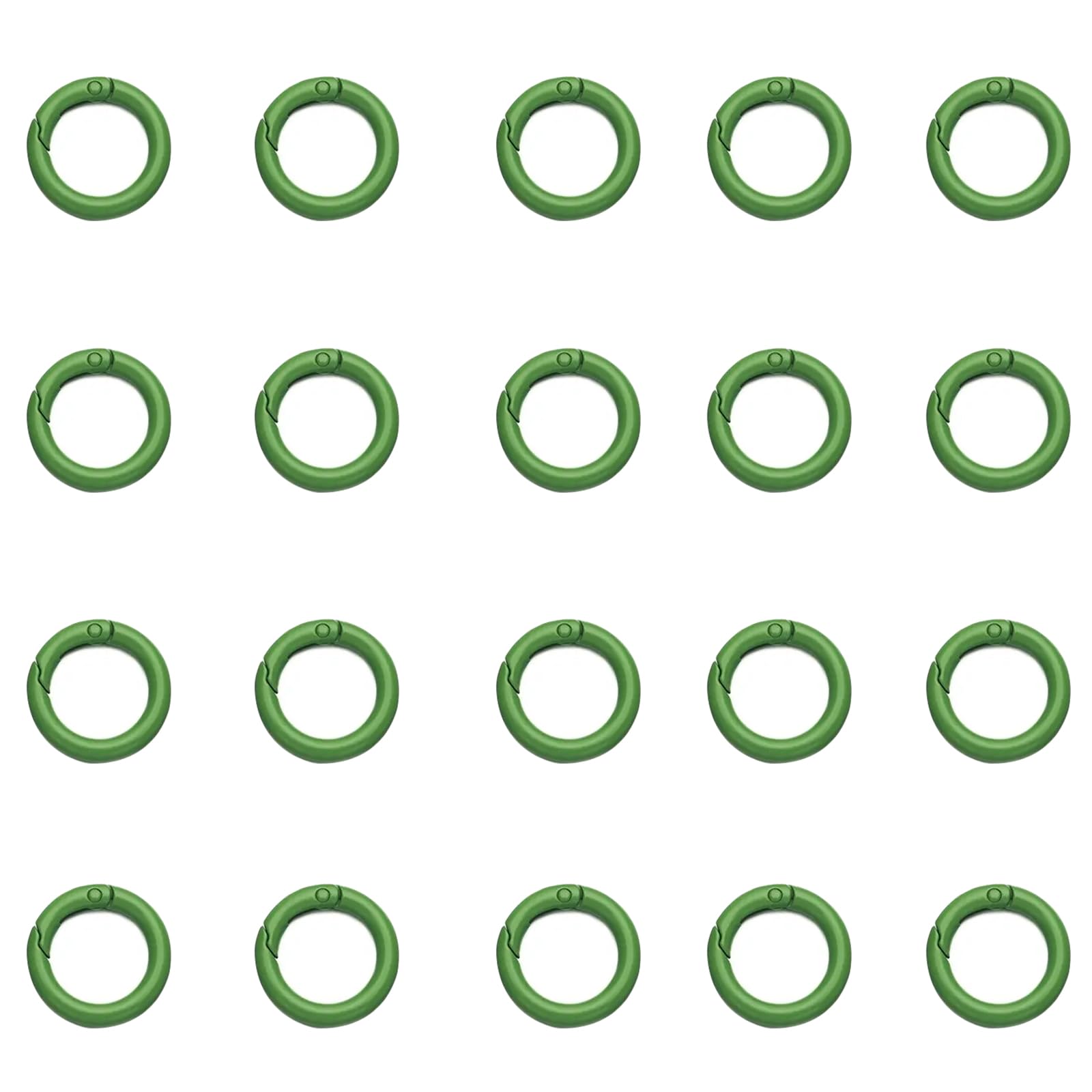 Leliafleury 20Pcs Spring O Rings 27mm Metal Round Carabiner Coloured Keyring Rings for Bag Purse Handbag Craft Making (Green)
