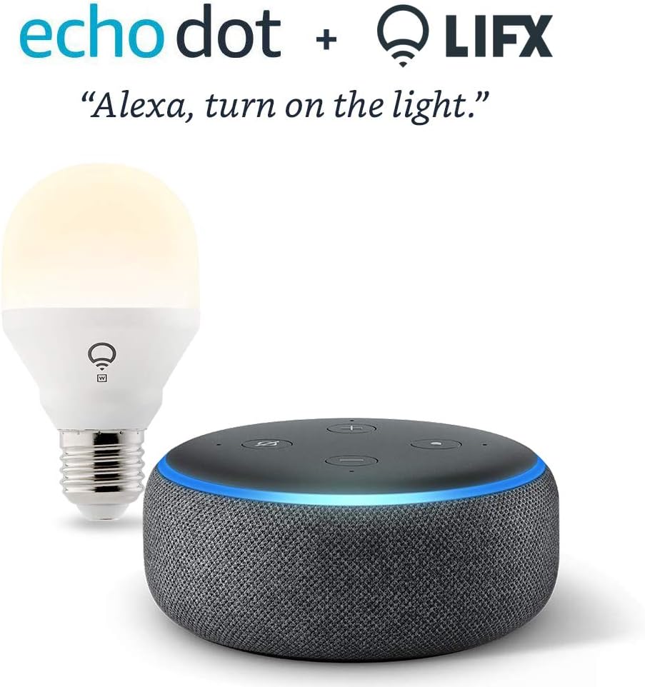 Echo Dot (3rd Gen) Charcoal Bundle with LIFX Wi-Fi Smart Bulb