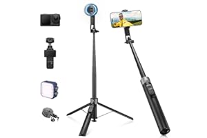 K&F CONCEPT Popod 72" Phone Tripod, 3-in-1 Clip & Magnetic Selfie Stick with Remote, Automatic Phone Tripod Stand, Compatible