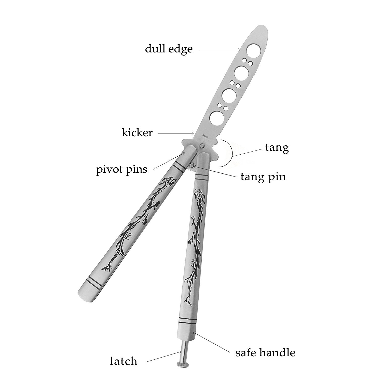 Yuzlder Practice Butterfly Knife, Stainless Steel Balisong Trainer