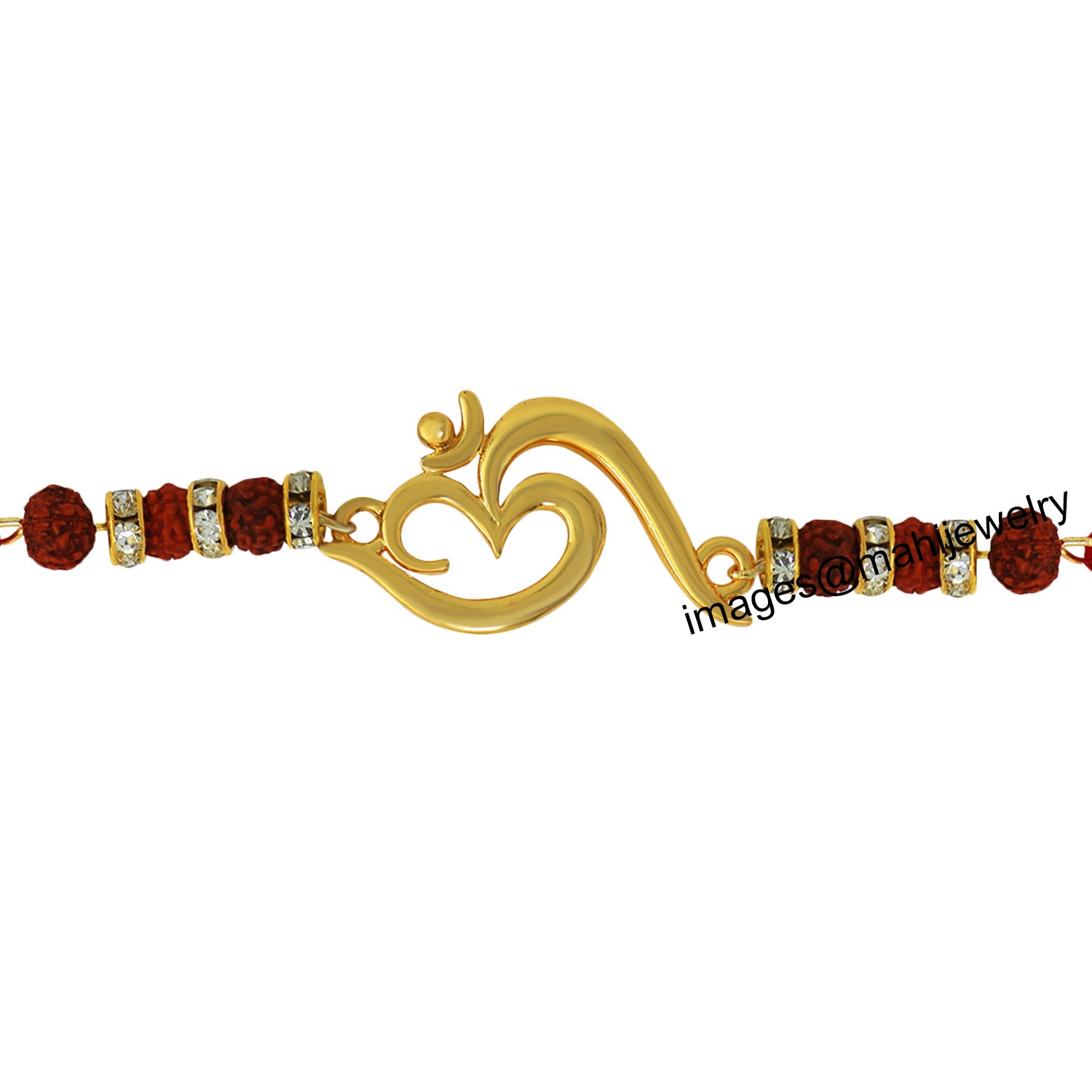 mahi gold plated om with rudraksha rakhi for rakshabandhan br1100546g