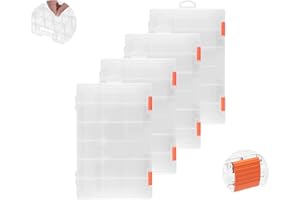 OH MY WOW Fishing Tackle Box 4 Packs Small plastic Lure Storage Organizer 3600 Clear Tray For Fishing Parts Boxes
