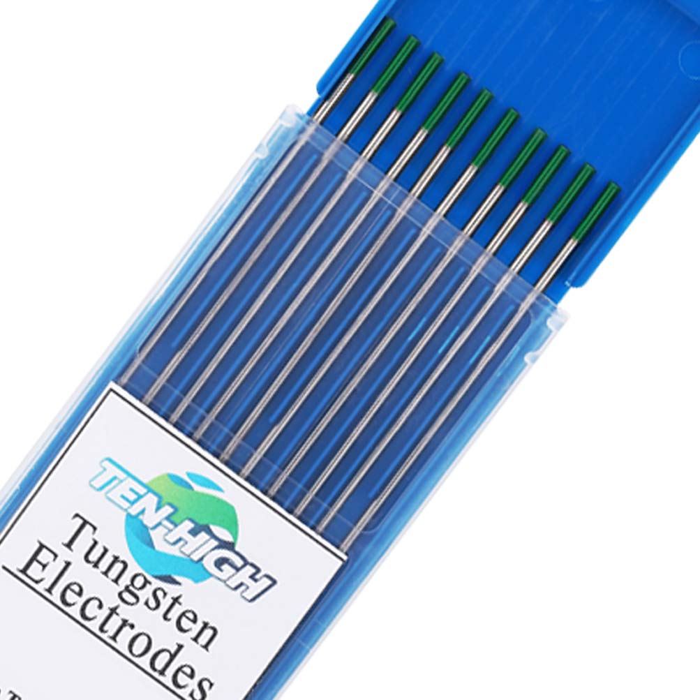 TEN-HIGH Pure TIG Tungsten Electrodes(WP Green), 1.6mm x150mm 10pcs Pack.