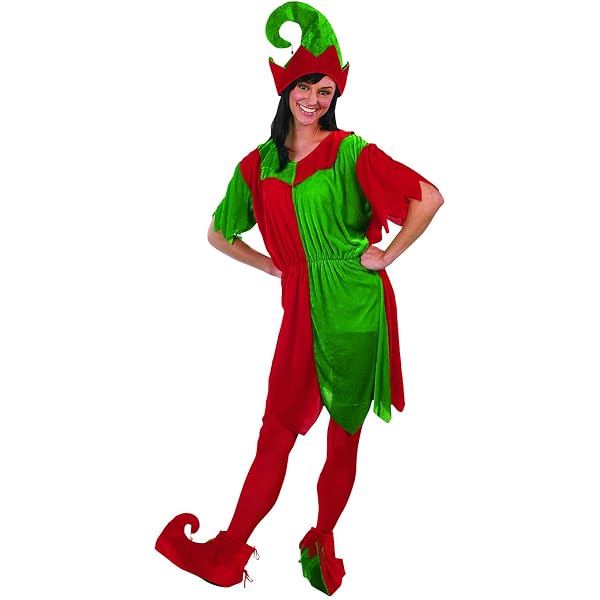 Disfraz De Elfo Navideño Para Hombre | Rojo Y Verde Con Mangas Rayas Y Polainas | Incluye Gorro | Tallas M, L Y XL | Lavado A Mano