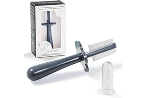 Grabease Baby Toothbrush Double Sided - Training Finger Toothbrush for Toddler Infant, BPA-Free & Phthalate-Free for Baby & Toddler, 1 Pack, Gray