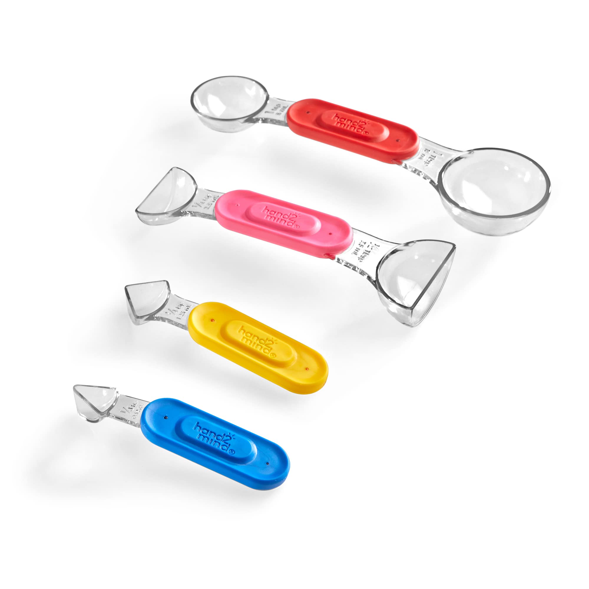 hand2mind Rainbow Fraction Measuring Spoons, Kids Montessori Kitchen Tools, Toddler Cooking Tools, Sensory Table Materials, Fraction Manipulatives, Homeschooling Supplies, Easter Baking (Set of 4)
